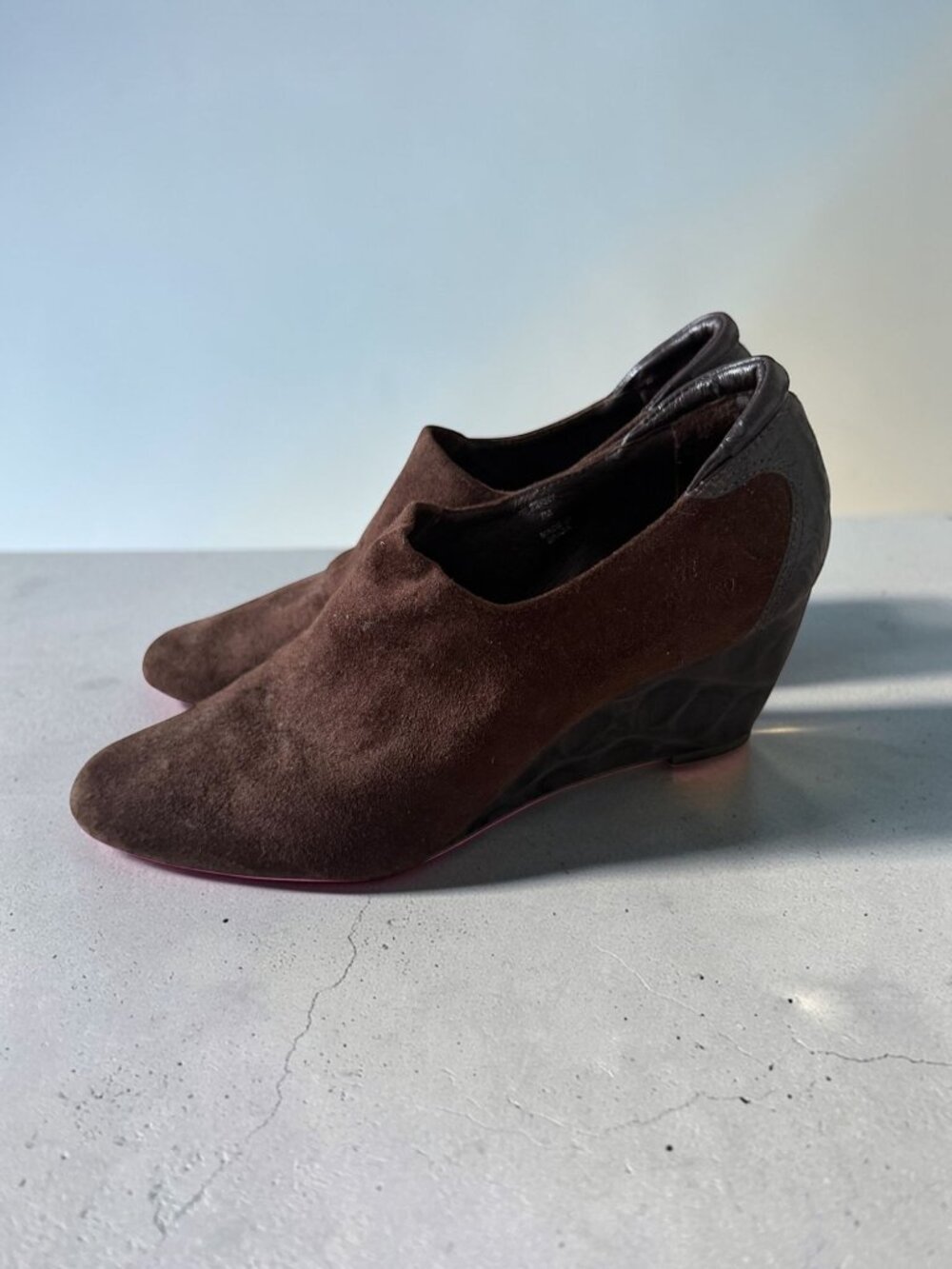DONALD J PLINER Ferny Brown Suede Wedges Size 7